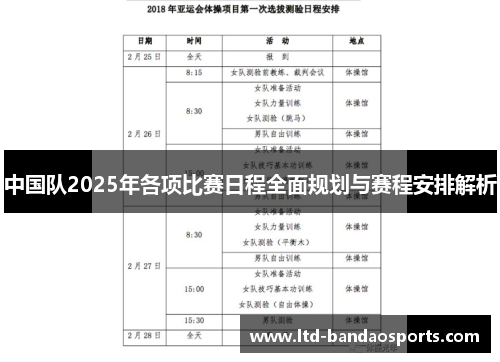 中国队2025年各项比赛日程全面规划与赛程安排解析